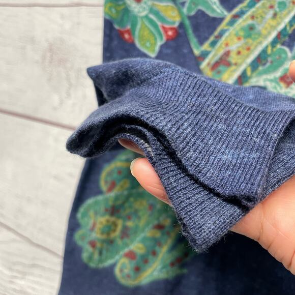 Talbots Collections Paisley V-neck Pure Italian Merino Wool Sweater Sz Petite L - Picture 5 of 9